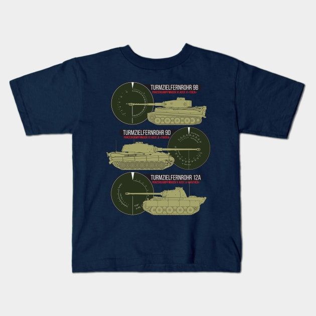 German WW2 tanks and their sights Kids T-Shirt by FAawRay